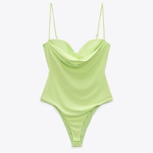 ZARA - Lime Green Draped Bodysuit